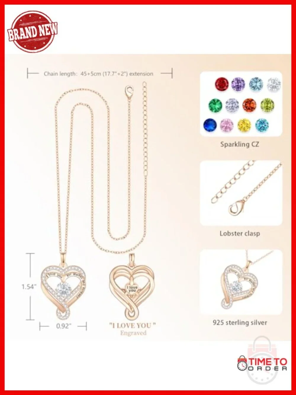 S925 Sterling Silver Infinity Heart Pendant Necklace